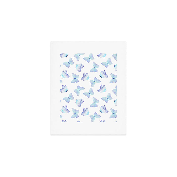 Lilac aqua blue watercolor hand painted butterfly Art Print Gallery Image 1