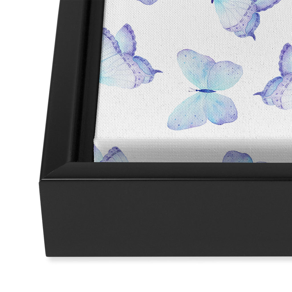 Lilac aqua blue watercolor hand painted butterfly Framed Canvas Print Gallery Image 3
