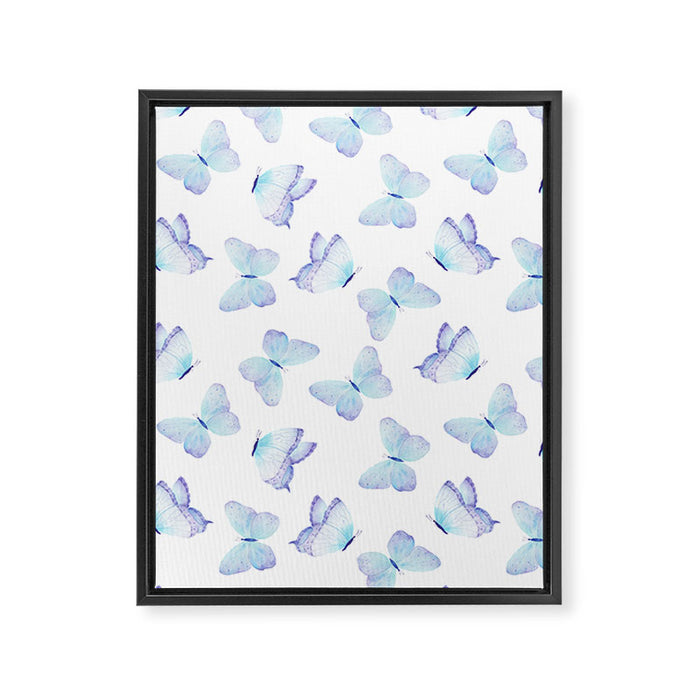 Lilac aqua blue watercolor hand painted butterfly Framed Canvas Print Gallery Image 1