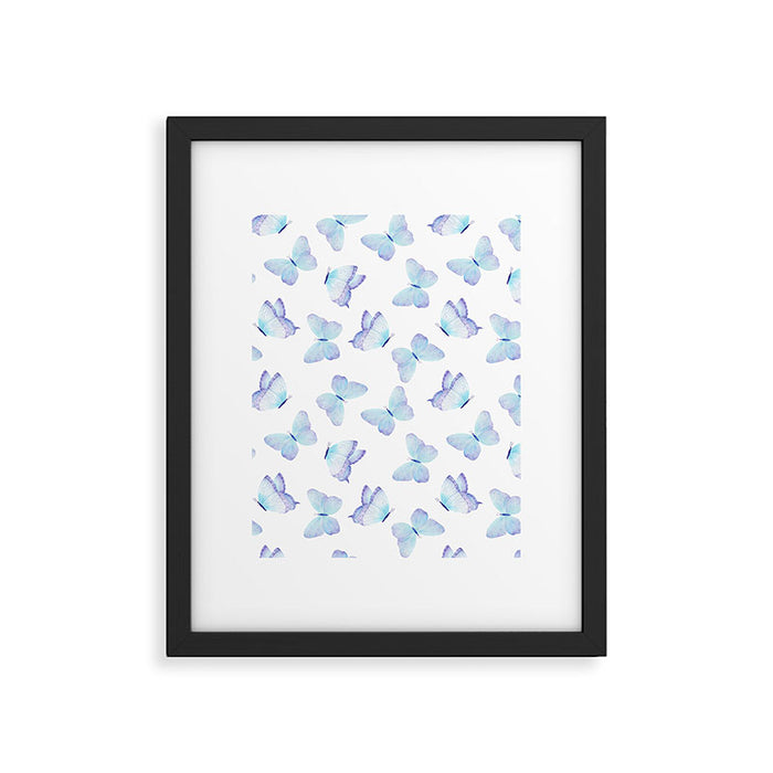 Lilac aqua blue watercolor hand painted butterfly Framed Art Print Gallery Image 1