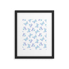 Lilac aqua blue watercolor hand painted butterfly Framed Art Print Gallery Image 4