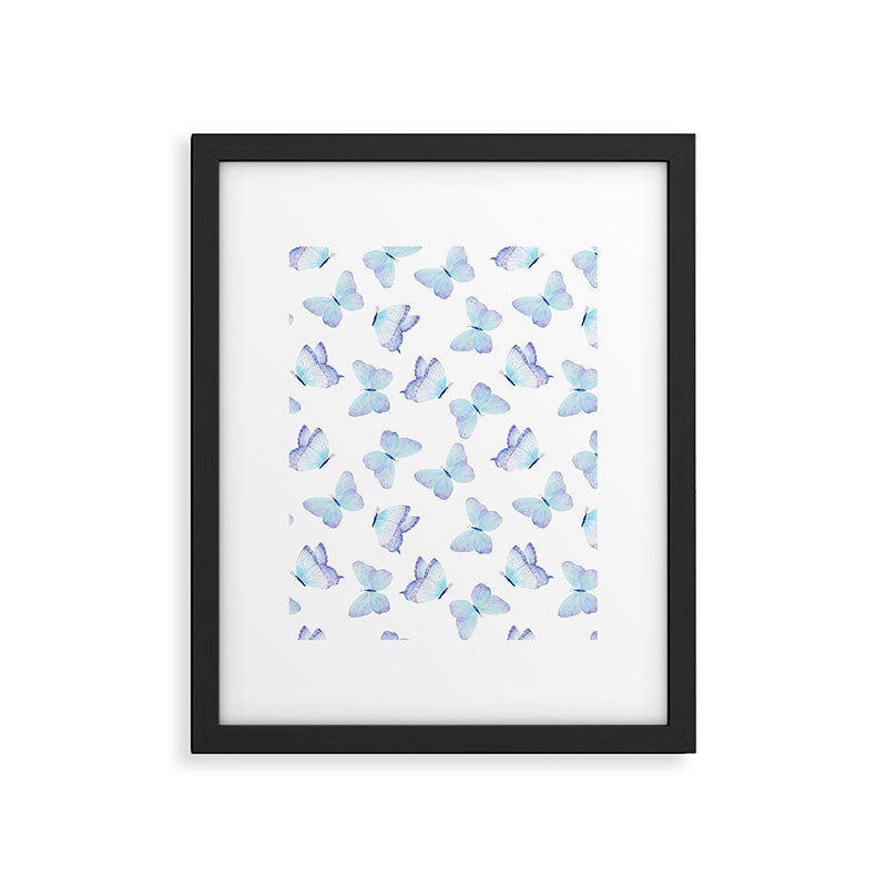 Lilac aqua blue watercolor hand painted butterfly Framed Art Print Gallery Image 4
