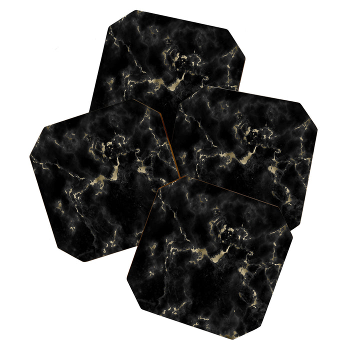 Modern abstract black gold trendy marble Coaster Gallery Image 1