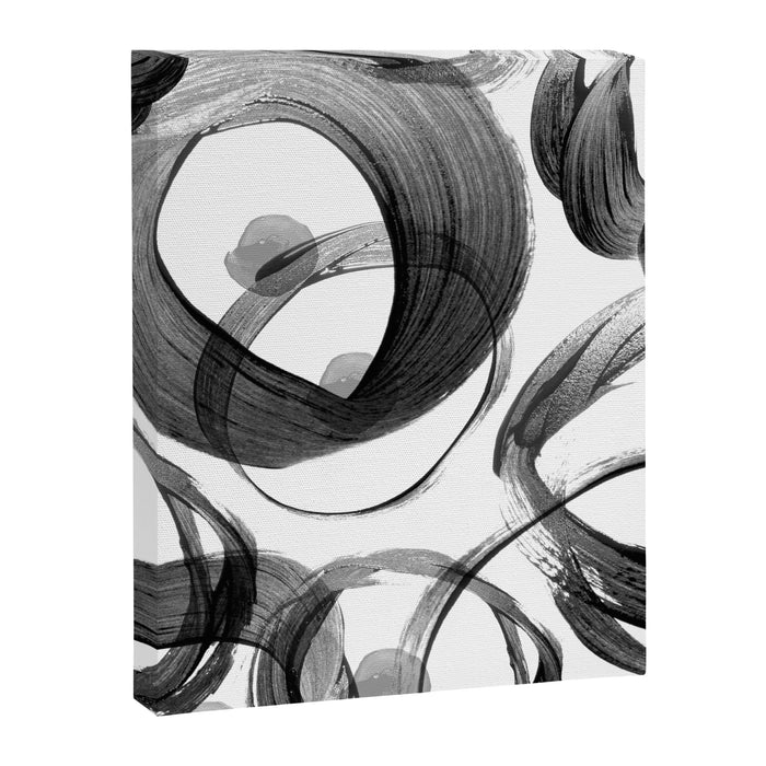 Modern abstract black white hand painted brushstrokes Canvas Print Gallery Image 1