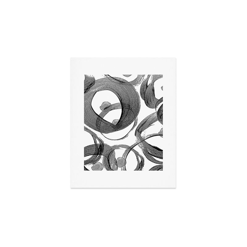 Modern abstract black white hand painted brushstrokes Art Print Gallery Image 1