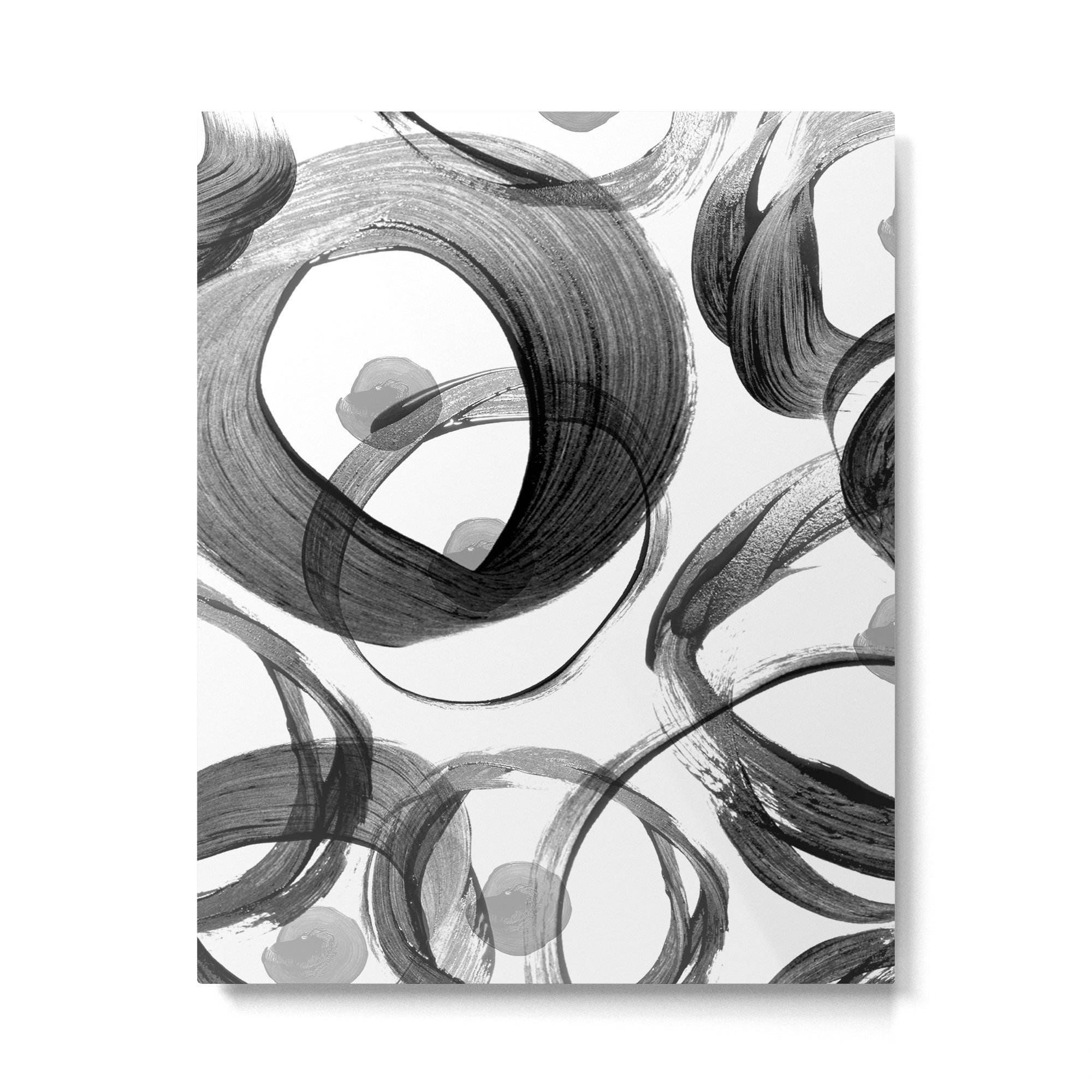 Modern abstract black white hand painted brushstrokes Metal Print Gallery Image 6
