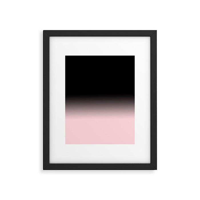 Modern abstract elegant black blush pink gradient pattern Framed Art Print Gallery Image 1