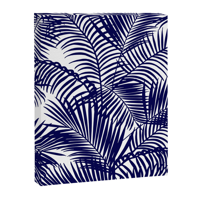 Modern blue white tropical palm trees pattern Canvas Print Gallery Image 1