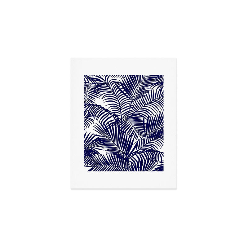 Modern blue white tropical palm trees pattern Art Print Gallery Image 1