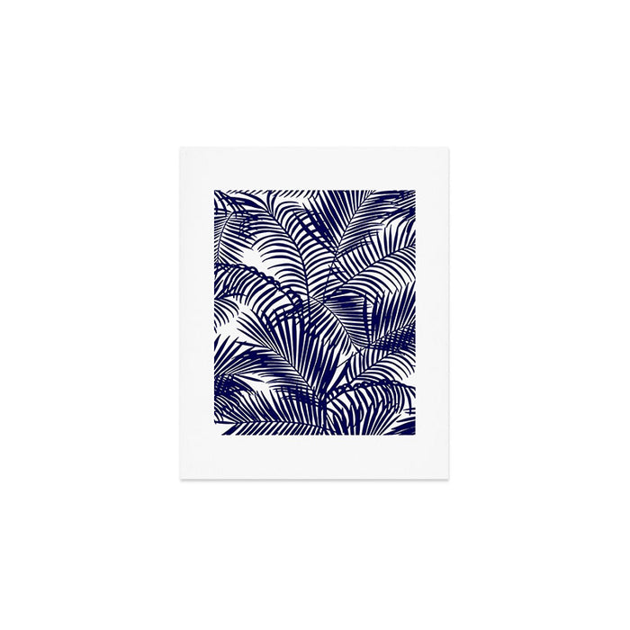 Modern blue white tropical palm trees pattern Art Print Gallery Image 1