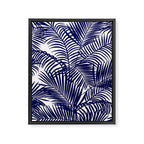 Modern blue white tropical palm trees pattern Framed Canvas Print Gallery Image 8
