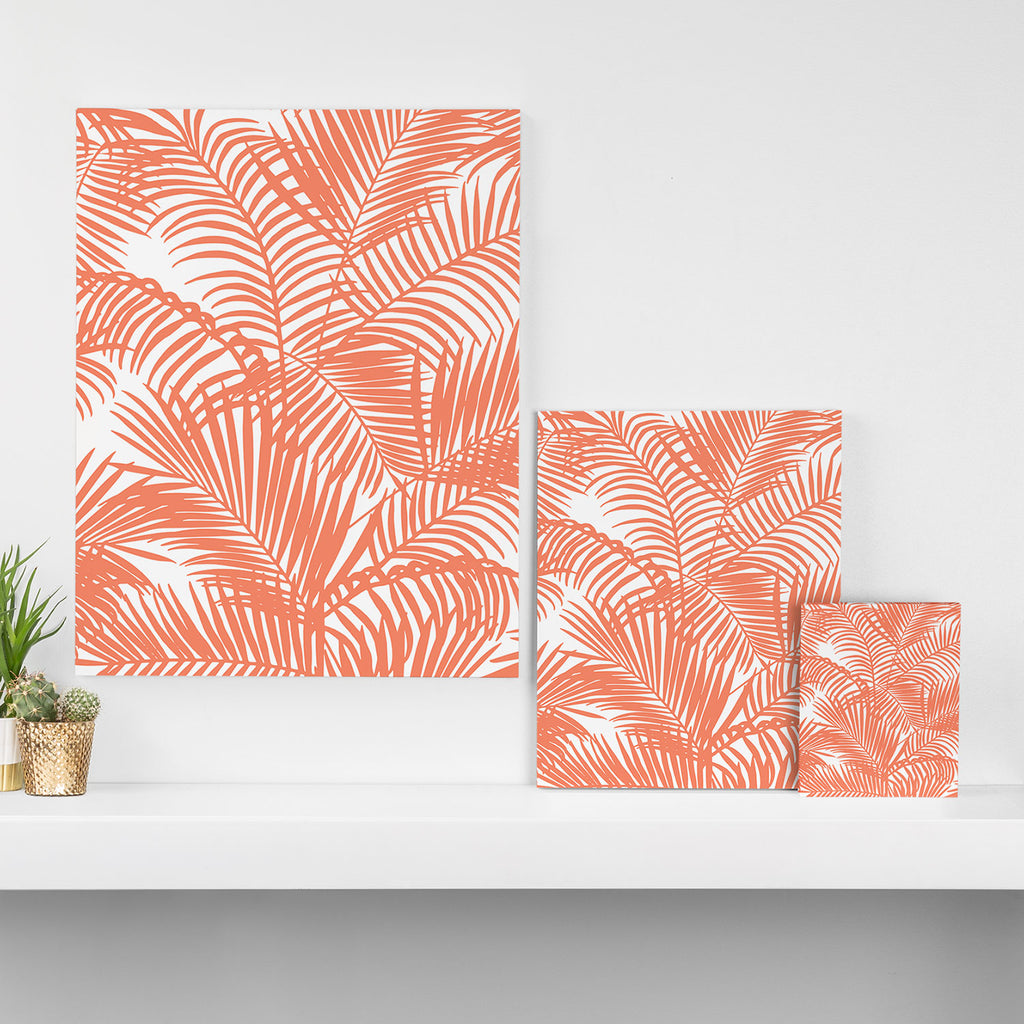 Modern blush coral simple tropical  palm tree pattern Canvas Print Gallery Image 3