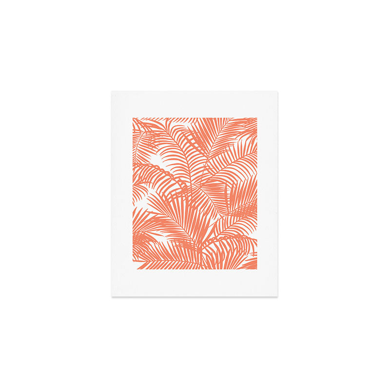 Modern blush coral simple tropical  palm tree pattern Art Print Gallery Image 1