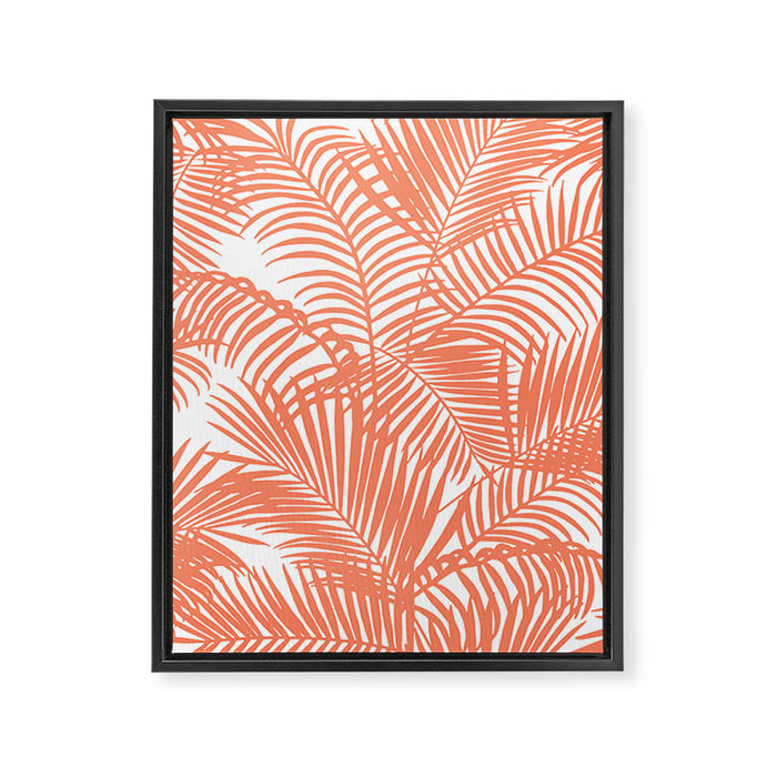 Modern blush coral simple tropical  palm tree pattern Framed Canvas Print Gallery Image 1