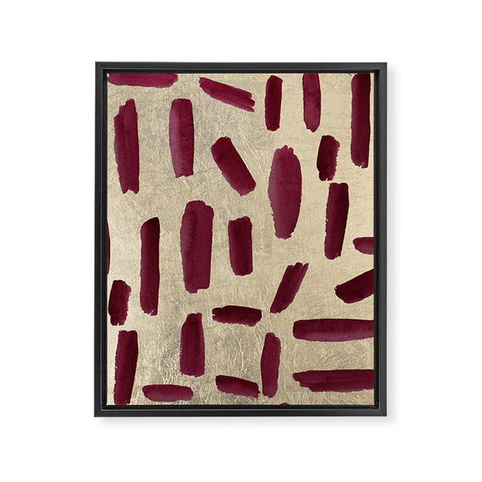 Modern burgundy gold watercolor brushstrokes Framed Canvas Print Gallery Image 1