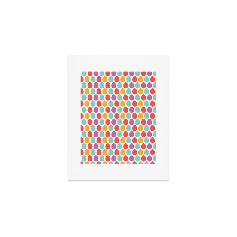 Modern colorful artistic teal pink orange easter eggs pattern Art Print Gallery Image 1