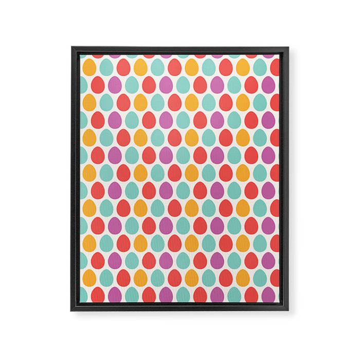 Modern colorful artistic teal pink orange easter eggs pattern Framed Canvas Print Gallery Image 1
