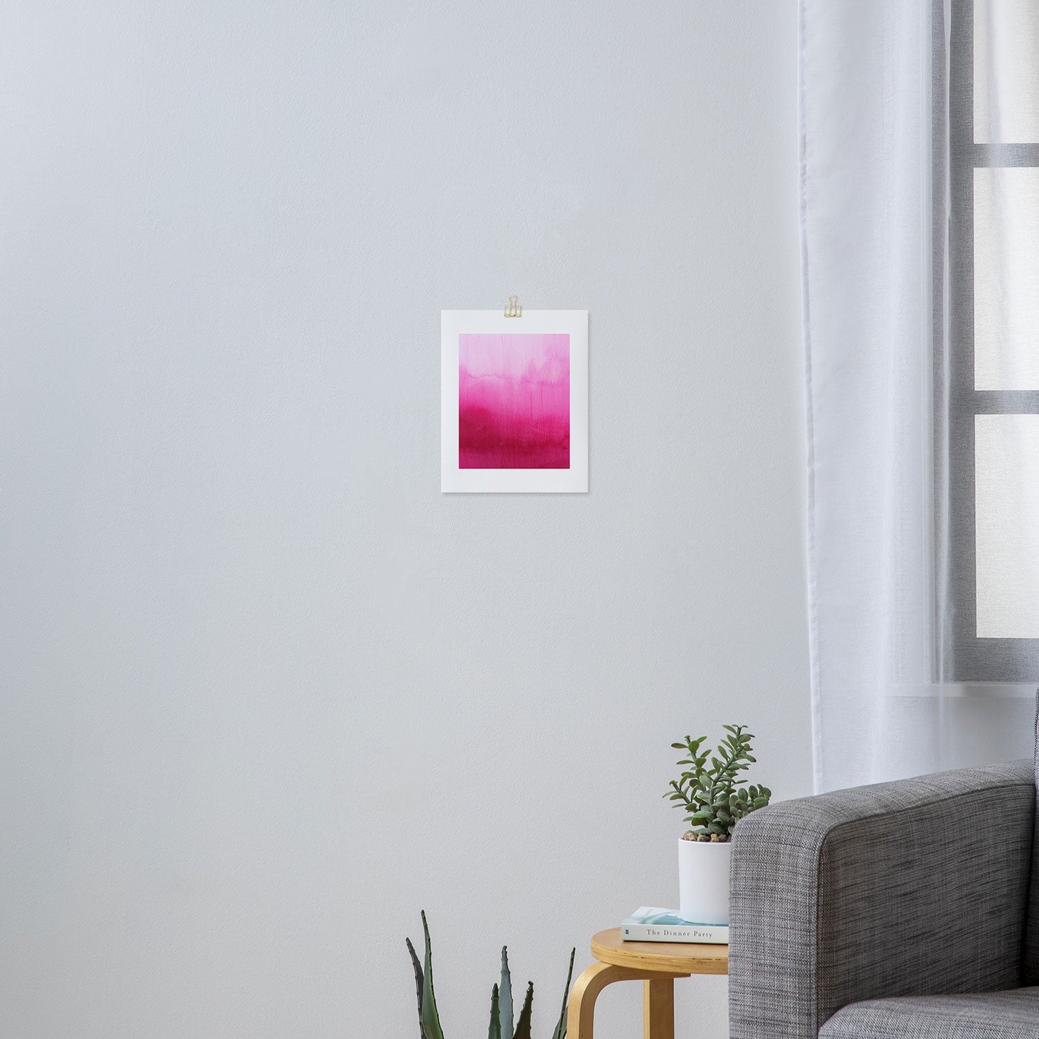Modern fuchsia watercolor paint brushtrokes Art Print Gallery Image 3