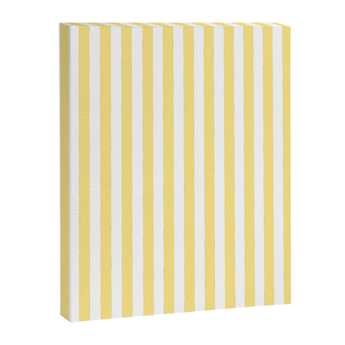Modern geometrical baby yellow white stripes pattern Canvas Print Gallery Image 1