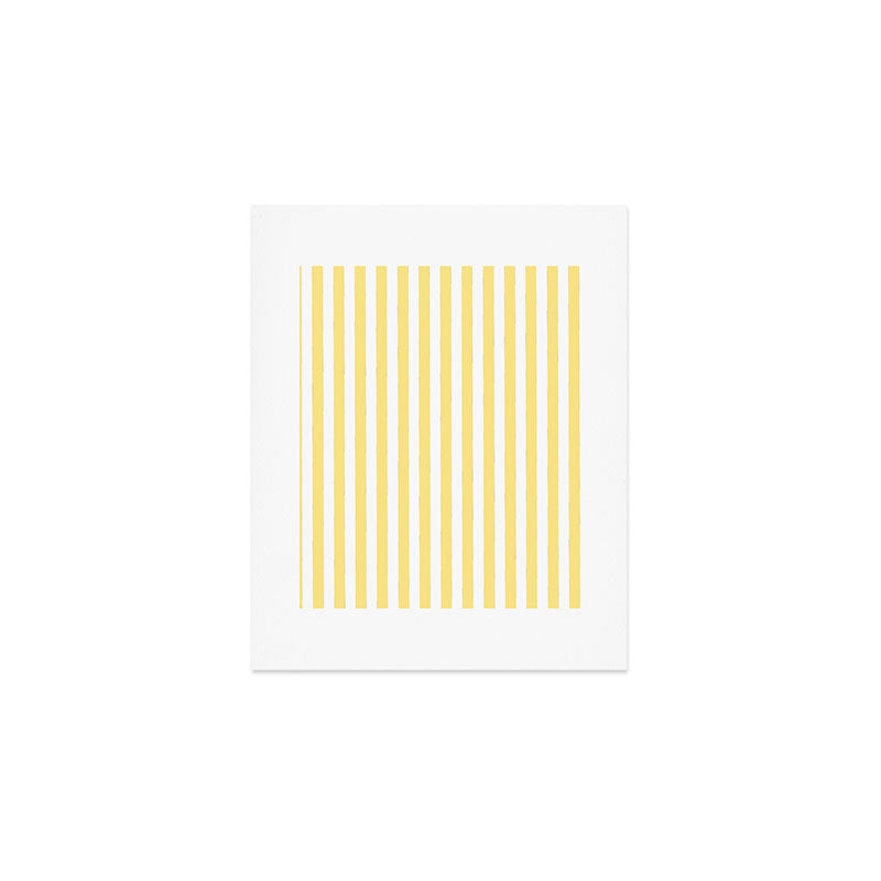 Modern geometrical baby yellow white stripes pattern Art Print Gallery Image 1