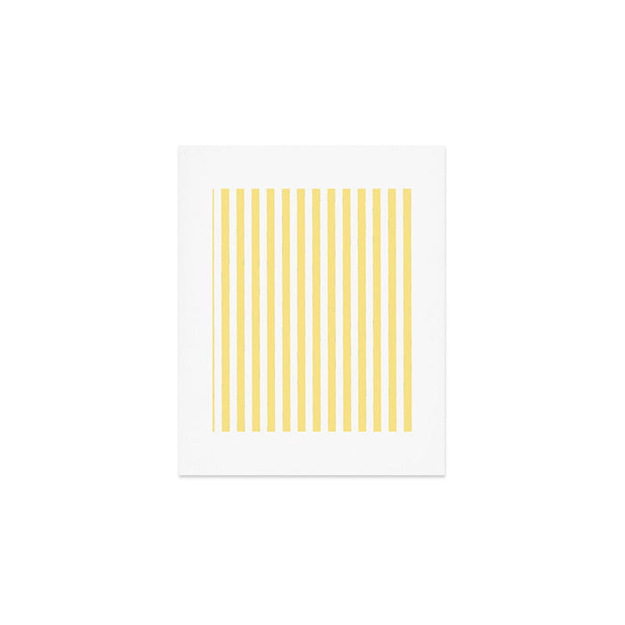 Modern geometrical baby yellow white stripes pattern Art Print Gallery Image 1