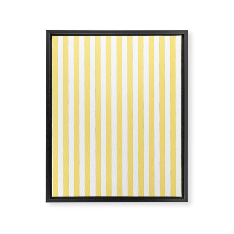 Modern geometrical baby yellow white stripes pattern Framed Canvas Print Gallery Image 8