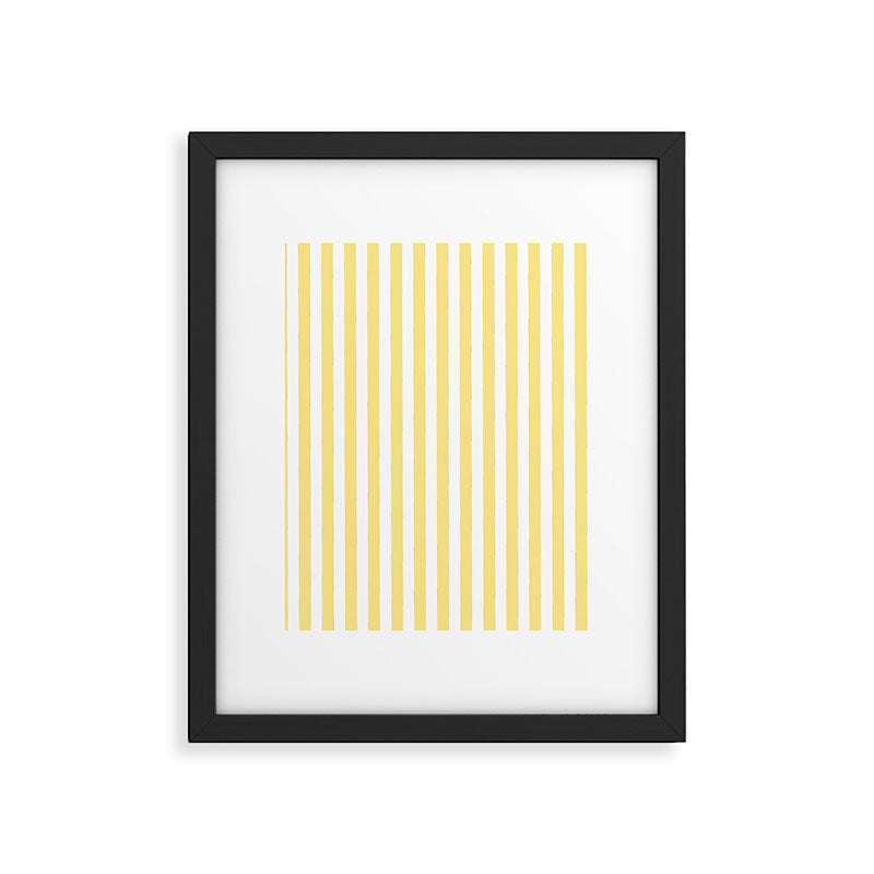 Modern geometrical baby yellow white stripes pattern Framed Art Print Gallery Image 4