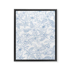 Modern hand drawn white pastel blue floral pattern Framed Canvas Print Gallery Image 8