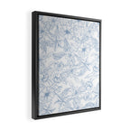 Modern hand drawn white pastel blue floral pattern Framed Canvas Print Gallery Image 2