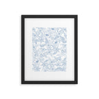 Modern hand drawn white pastel blue floral pattern Framed Art Print Gallery Image 4