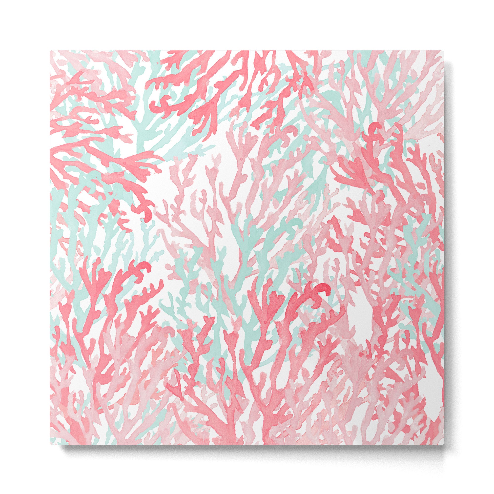 Modern hand painted coral pink teal reef coral floral Metal Print Gallery Image 2