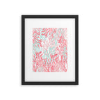 Modern hand painted coral pink teal reef coral floral Framed Art Print Gallery Image 4
