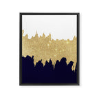 Modern navy blue white faux gold glitter brushstrokes Framed Canvas Print Gallery Image 8