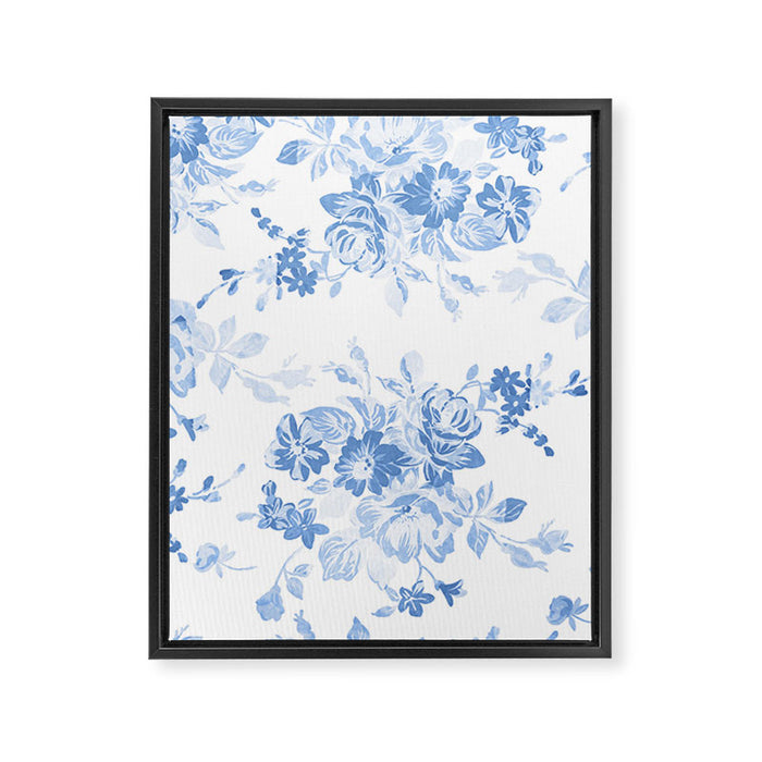 Modern navy blue white watercolor elegant floral Framed Canvas Print Gallery Image 1
