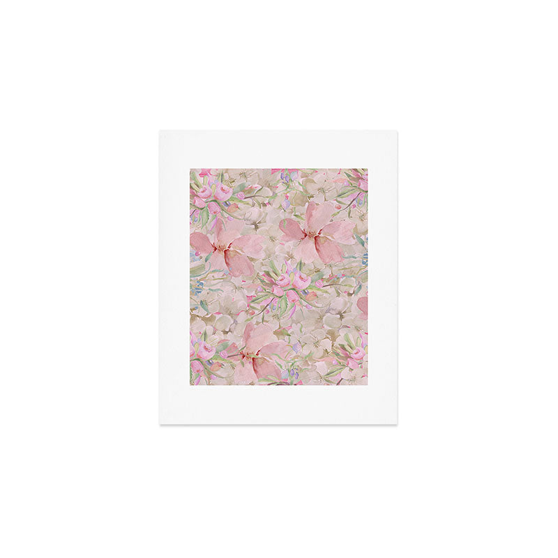 Modern Pastel Pink Watercolor Chic Floral Art Print Gallery Image 1