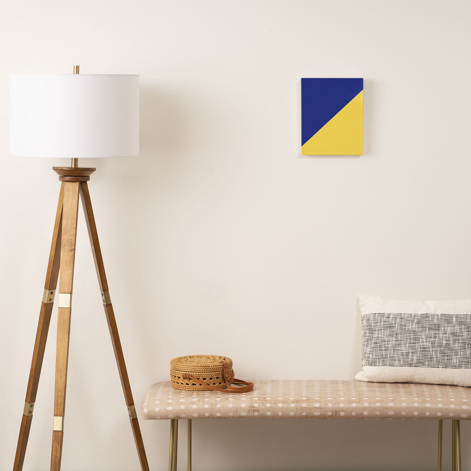 Modern royal blue sunshine yellow trendy color block Canvas Print Gallery Image 2