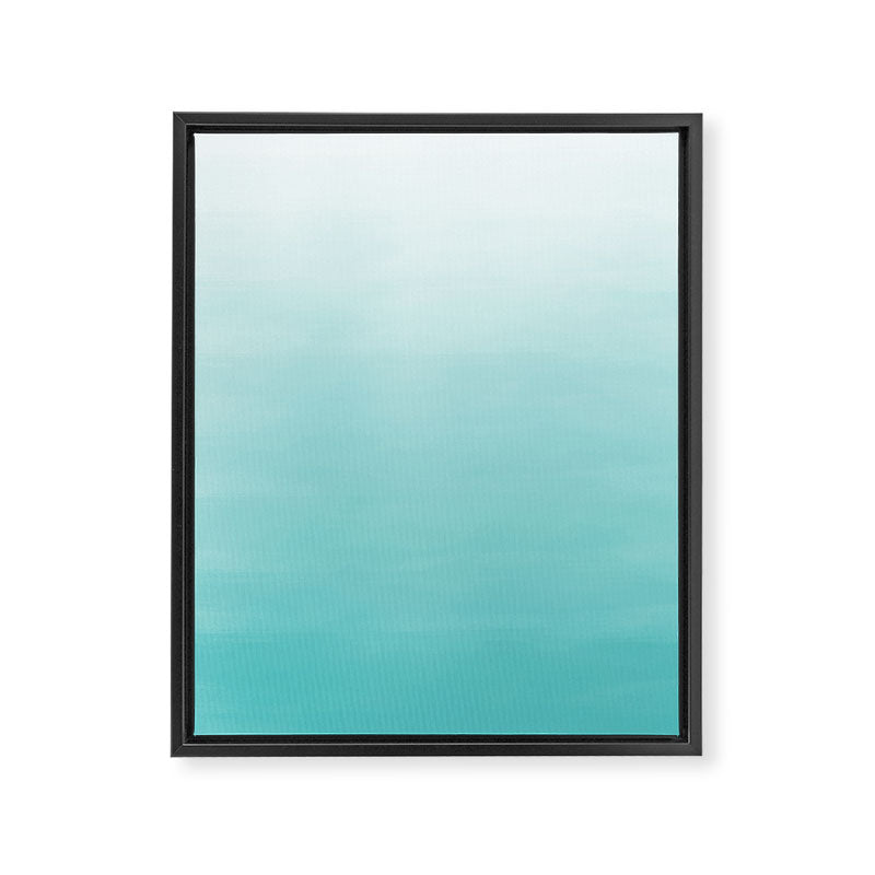 Modern teal watercolor gradient ombre brushstrokes pattern Framed Canvas Print Gallery Image 8