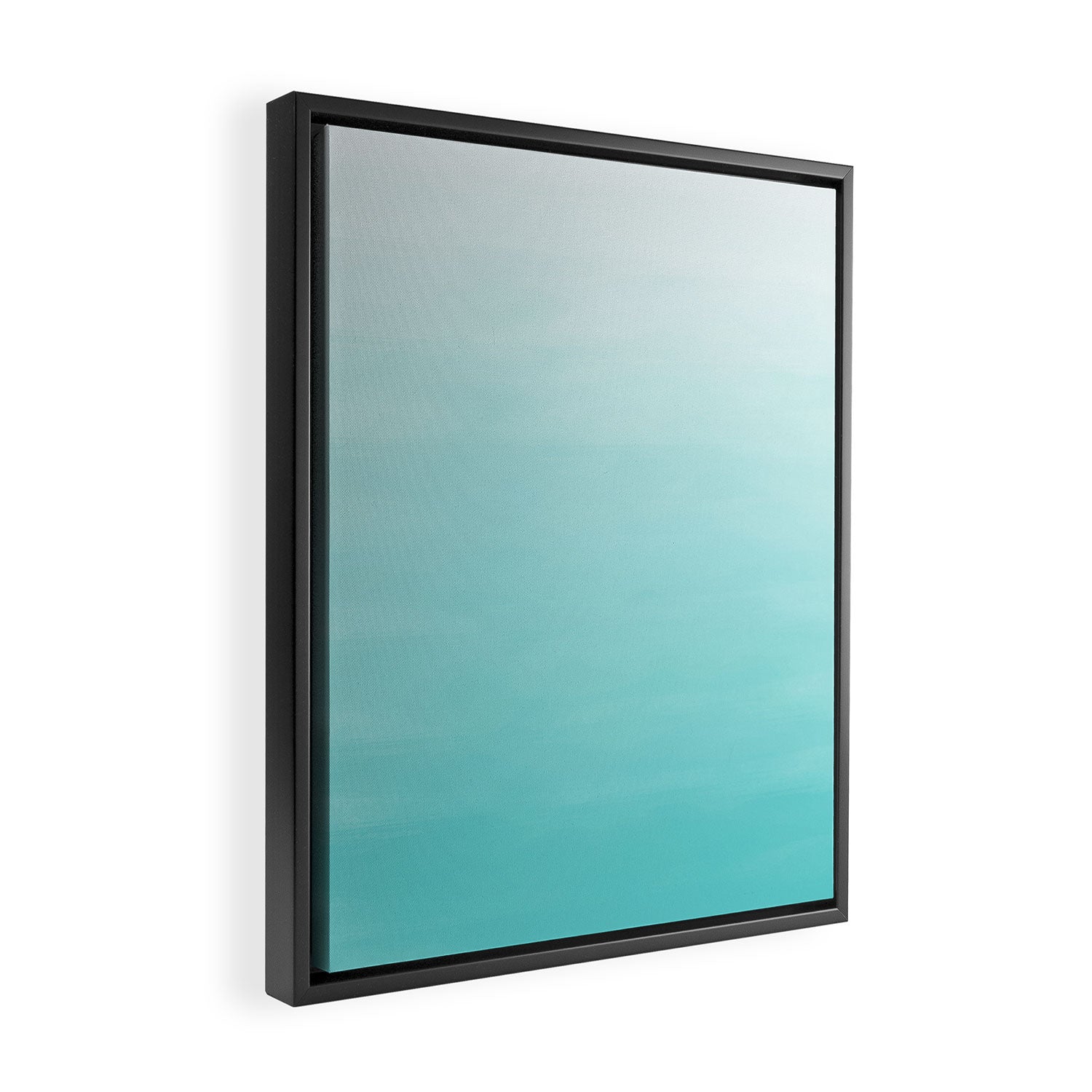 Modern teal watercolor gradient ombre brushstrokes pattern Framed Canvas Print Gallery Image 2