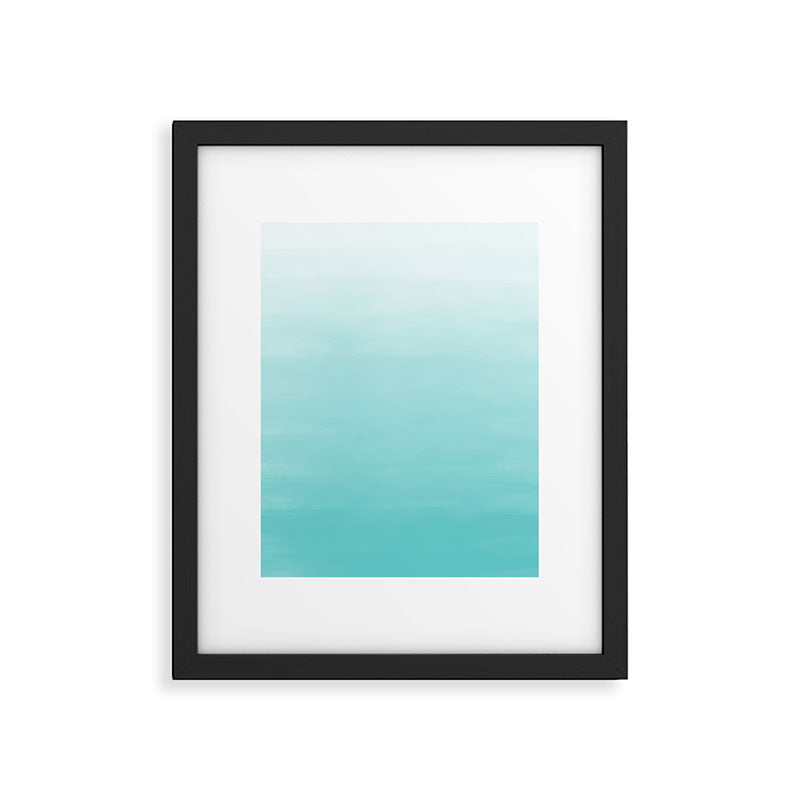 Modern teal watercolor gradient ombre brushstrokes pattern Framed Art Print Gallery Image 6