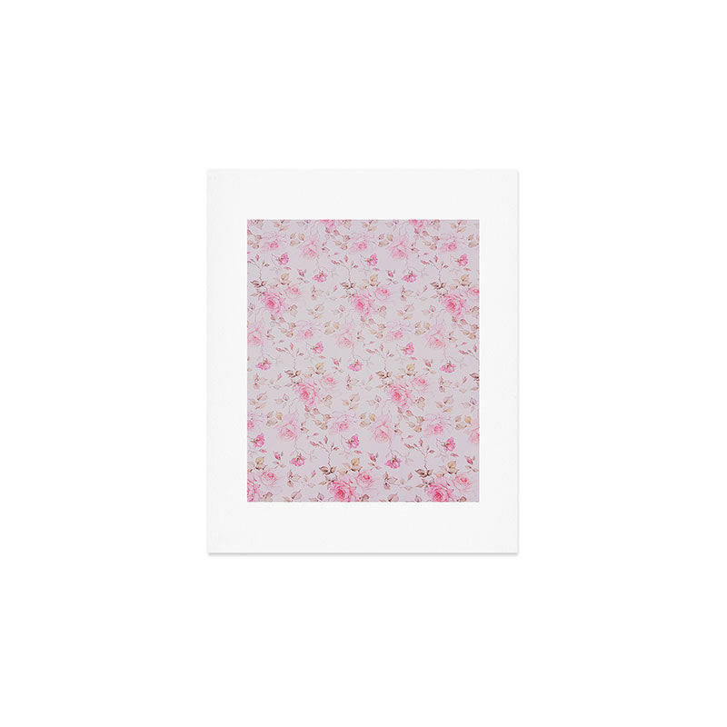 Modern Vintage Blush Pink  Romantic Floral Pattern Art Print Gallery Image 1