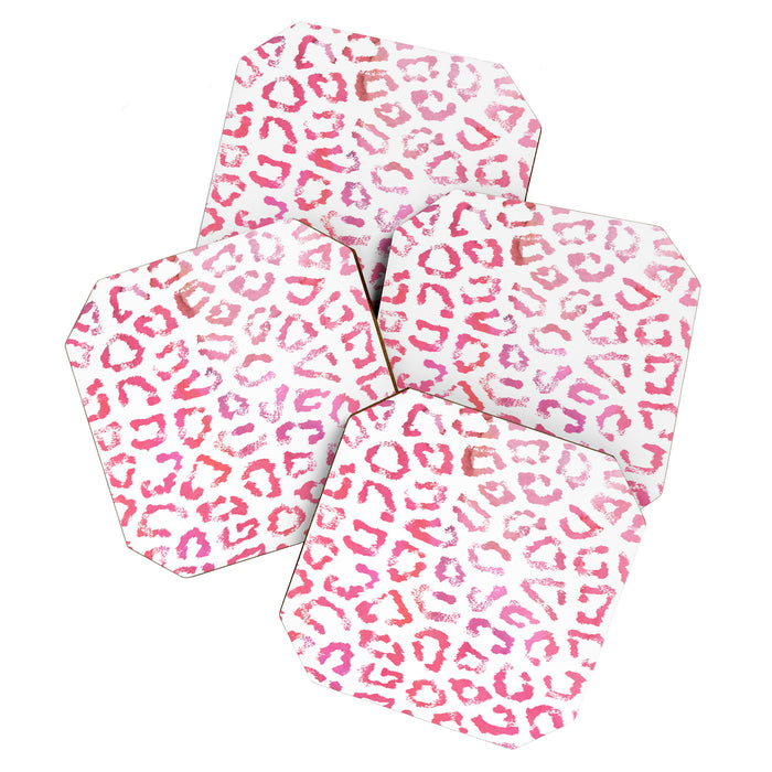 Modern white pink  watercolor animal print Coaster Gallery Image 1