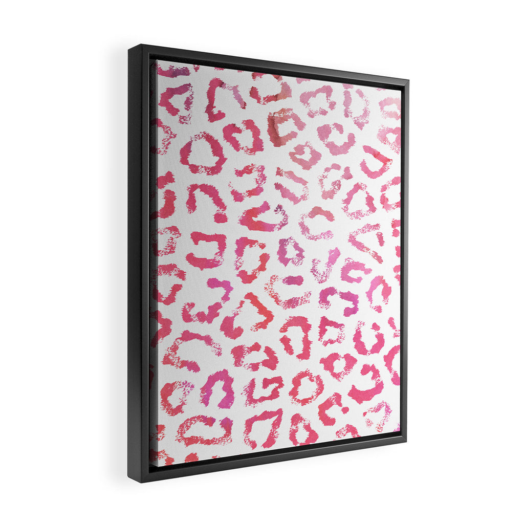 Modern white pink  watercolor animal print Framed Canvas Print Gallery Image 2