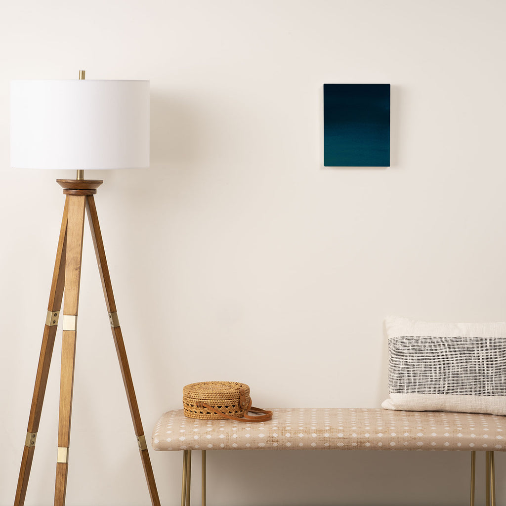 Navy blue teal hand painted watercolor paint ombre Canvas Print Gallery Image 2