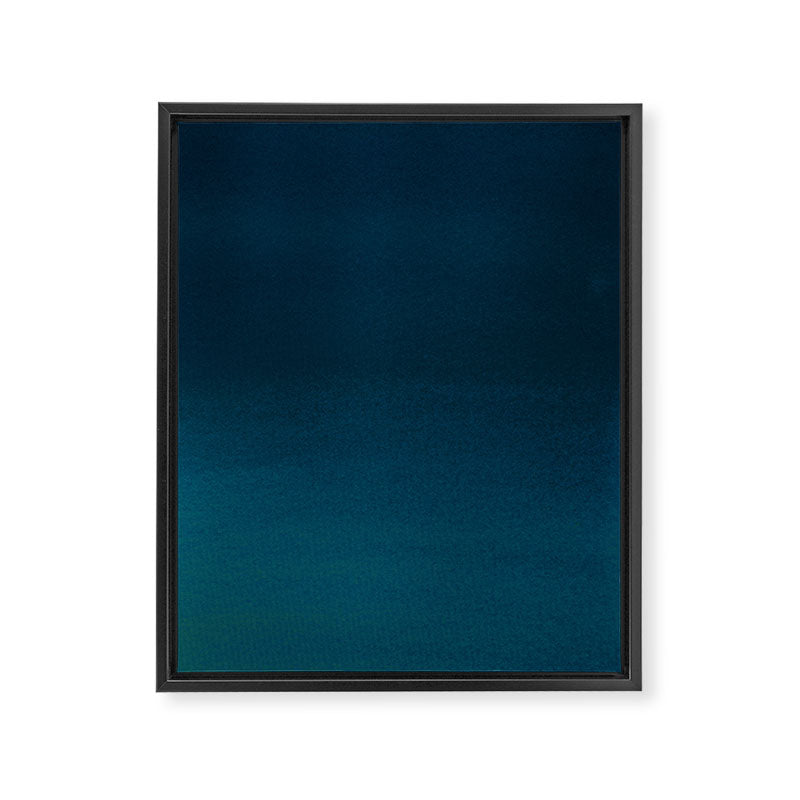Navy blue teal hand painted watercolor paint ombre Framed Canvas Print Gallery Image 8
