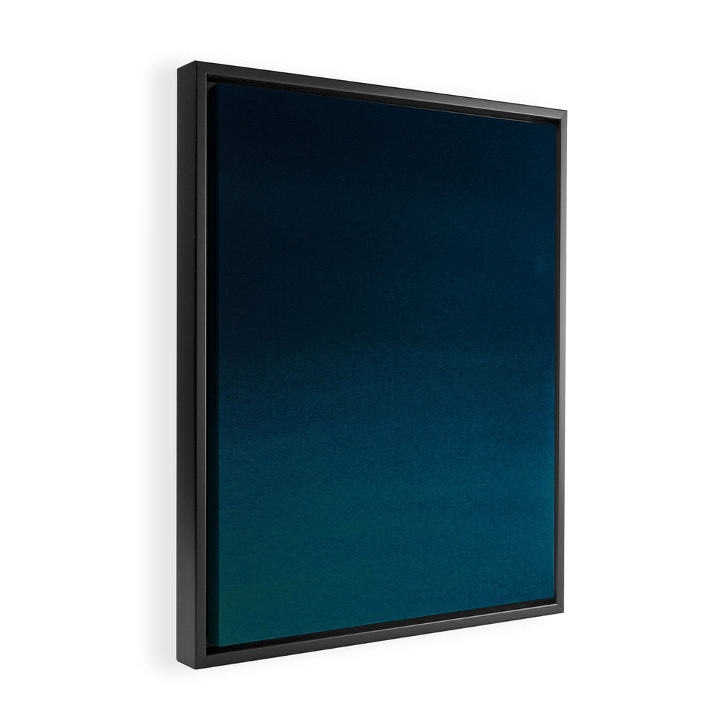 Navy blue teal hand painted watercolor paint ombre Framed Canvas Print Gallery Image 2
