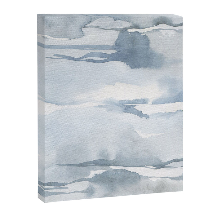 Pastel blue gray abstract watercolor brushstrokes stripes pattern Canvas Print Gallery Image 1