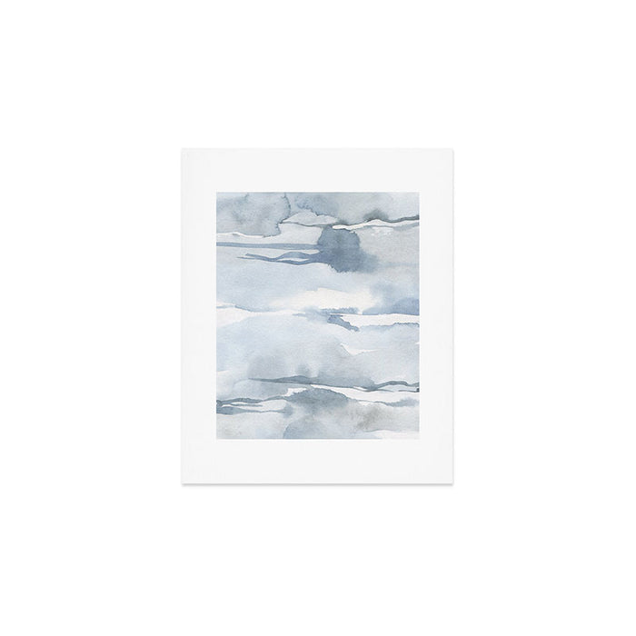 Pastel blue gray abstract watercolor brushstrokes stripes pattern Art Print Gallery Image 1