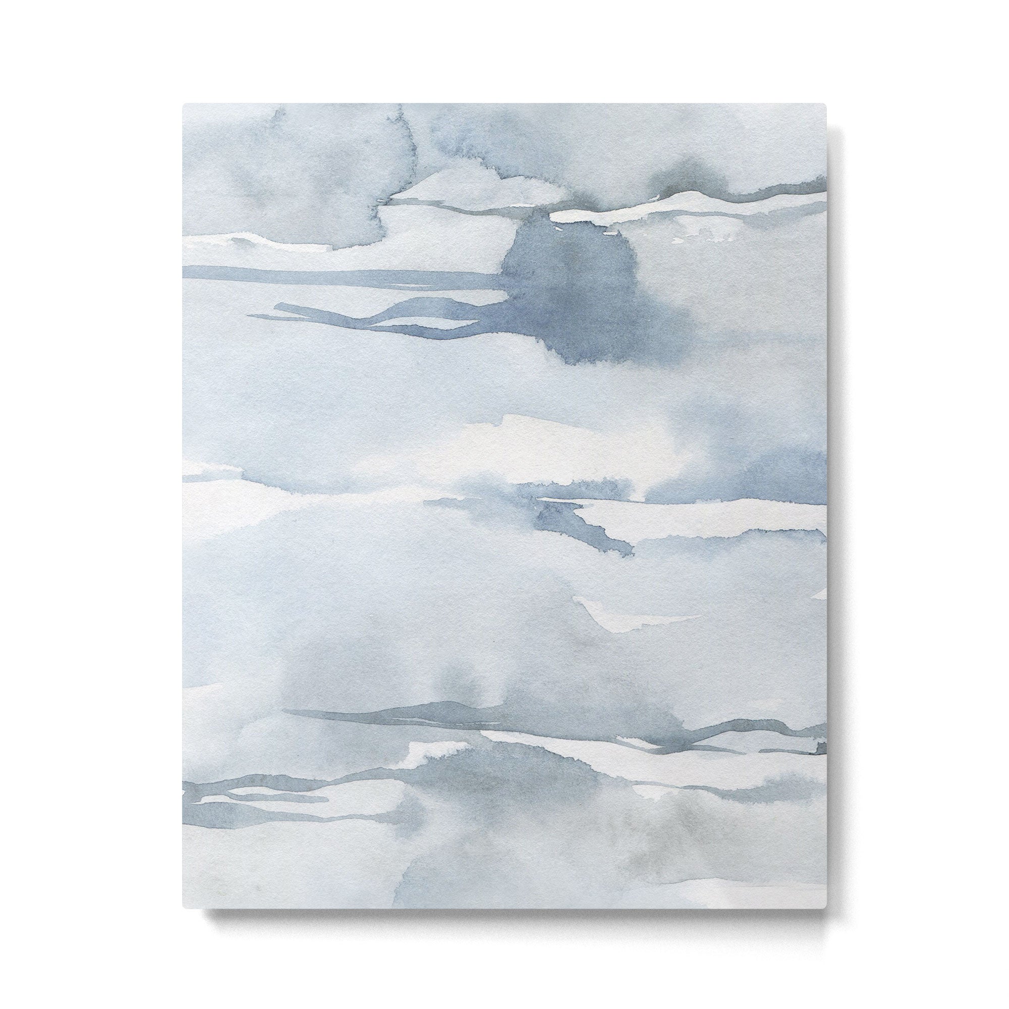 Pastel blue gray abstract watercolor brushstrokes stripes pattern Metal Print Gallery Image 6