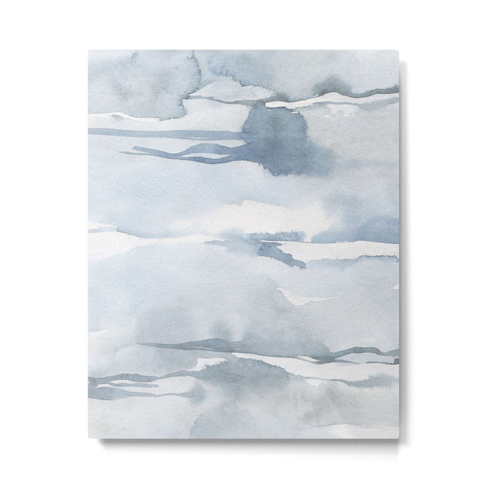Pastel blue gray abstract watercolor brushstrokes stripes pattern Metal Print Gallery Image 1