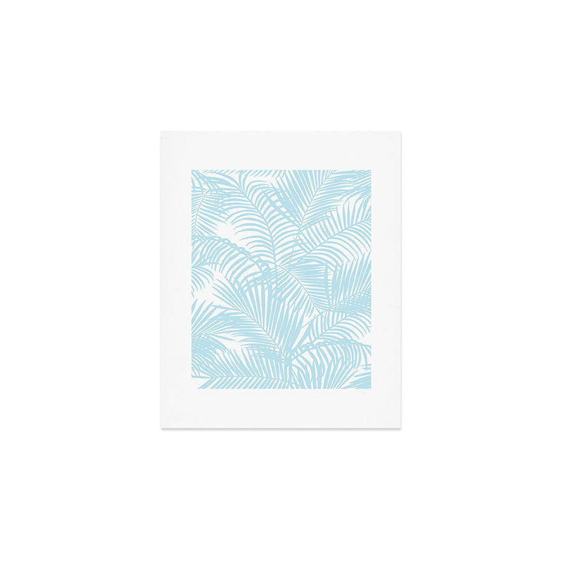 Pastel blue modern simple tropical palm tree Art Print Gallery Image 1